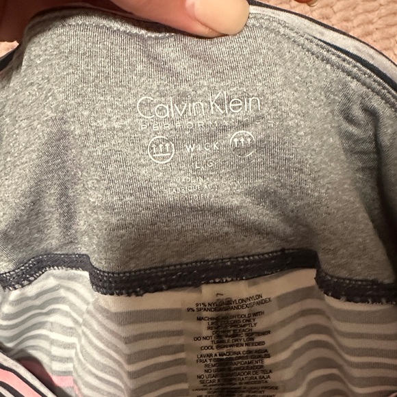 Calvin Klein Pink and Gray Striped Leggings - Picture 2 of 3